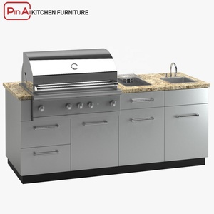 PINAI built in design aluminium kitchen cabinet stainless steel outdoor kitchen bbq island