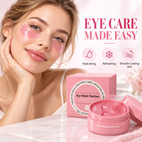 Masque pour les yeux en hydrogel rose à marque privée, patchs pour les yeux au collagène hydrolysé, acide hyaluronique, PDRN, niacinamide, raffermissant et liftant