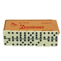 Fournisseur chinois de jeu de dominos classique, jeu de dominos en boîte en plastique, dominos double six avec spinner doré