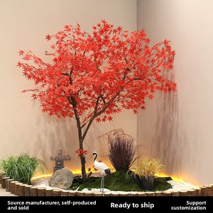 Arbres artificiels de simulation personnalisés en érable rouge et vert, grands modèles OED/ODM pour l'aménagement paysager, plantes artificielles semi-artisanales pour exposition - Product Image 2