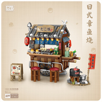 Modèle de briques miniatures de stands de nourriture de style hongkongais, vue de rue, blocs éducatifs, blocs de construction DIY, jouets de construction