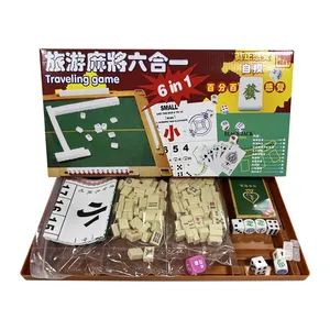 Mini mahjong portátil 6 em 1, mesa dobrável, viagem, transporte, 18mm, abs, mahjong, telhas, mahjong chinês, mah jongg, conjunto