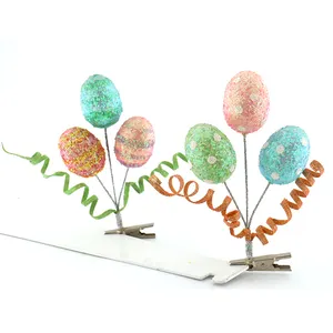 Wholesale Easter Eggs Flower Clip Easter Decoration Colorful Polyfoam Hanging Pendant Print Warped Flower Branches Ornaments