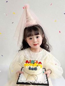 Party Happy Birthday Hat Net Bow Princess Birthday Party Headband <b>Kids</b> <b>Crown</b> Hairband Fairy Hair Hoop Photo Prop for Girls - Product Image 5