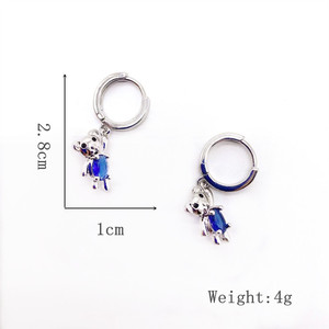 Pendientes con Colgante de Oso de Zhenlu Jewelry, Diseño Animal con Circonita Azul, en Oro, Plata y Oro Rosa, para Uso Diario - Product Image 5