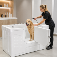 Baignoire Spa pour Chat Dpbathe, à Entrée Facile, Bords Bas avec Revêtement Anti-Rayures pour la Sécurité