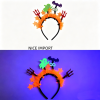   Serre-tête lumineux style chauve-souris pour Halloween, bandeau néon à rayures, décoration de fête pour le Festival des Fantômes, serre-tête non tissé
