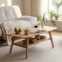 Table basse gigogne en bois de chêne massif naturel, design moderne à 2 niveaux pour salon et chambre, montage facile