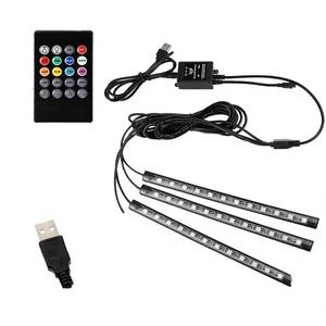 Lumière LED néon universelle pour l'ambiance de la voiture, avec commande par application/télécommande/voix, RGB 12 LED, lumière intérieure 5V USB 18W - Product Image 2