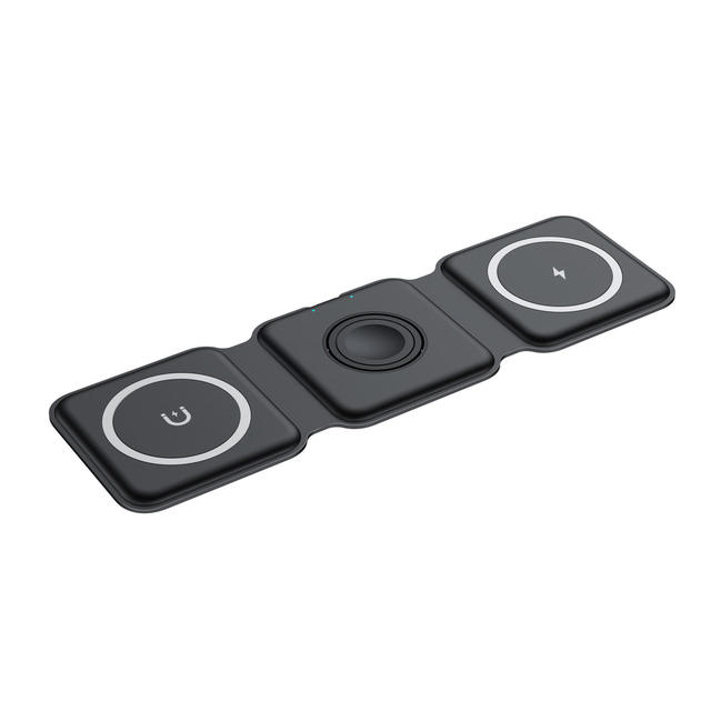 2024 New Folding Wireless Fast Charger Portable 3 in 1 Charging Station Cellphone Stand for Phone Earbuds Watch