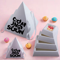 Boîte à gâteaux de luxe personnalisée en forme de pyramide, pour emporter, boîtes à friandises pour le petit-déjeuner, emballage alimentaire pour traiteur, boîte à grignotages