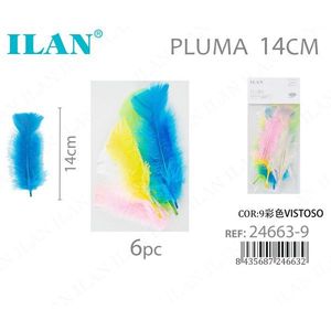 ILAN Pluma 14Cm Multicolor 6Pc Decorazione con piume artigianali - Product Image 1
