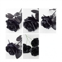 Großhandel Einzelne 51cm Hohe Zweigblumen Schwarze Seidenblumen Künstliche Samt-Rosen für Hochzeitsdekoration