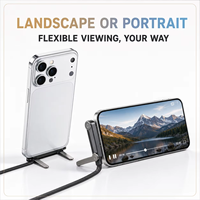 Câble de données en nylon tressé 2-en-1 240W 1,5M avec support de téléphone rotatif à 360°, compatible Type-C et iOS pour le gaming