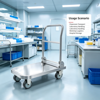 Chariot de salle blanche pliable en acier inoxydable 201, chariot de transport à plateforme pour laboratoire médical, chariot à roulettes pour atelier et alimentation