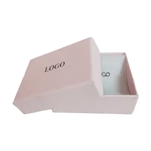 Küçük mini karton kağıt düşük moq özelleştirilmiş ambalaj güzellik sevimli pembe mücevher kutusu paketi