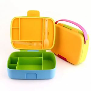 1200ML BPA Free Plastic Kids <b>Lunch</b> <b>Box</b> Colorful 5-Compartment Bento <b>Box</b> with Handle Leak-Proof Lid for School & Travel - Product Image 3