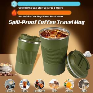Custom logo Vacuum Insulated Tumblers Ceramic Liner Stainless Steel Travel <b>Coffee</b> Mug Leak-Proof Reusable <b>Coffee</b> Cup with Lid - Product Image 5