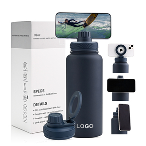 Custom Logo 32oz Vacuum Insulated Stainless Steel Double Wall Sport Water <b>Bottle</b> Magnetic Lid Phone Holder 12-24 Hours Thermal - Product Image 1