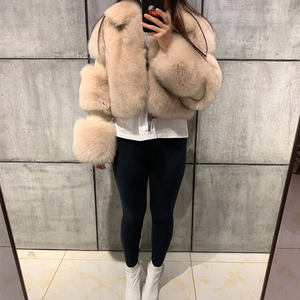 Giacca nera in morbida pelliccia di volpe calda invernale da <span class=keywords><strong>donna</strong></span> cappotto naturale in vera pelliccia di volpe - Product Image 3