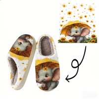 Pantoufles décontractées à bout fermé antidérapantes pour tous, motif éléphant de dessin animé, style tendance, pour couple, à porter à l'extérieur