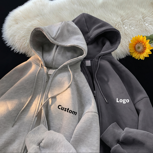 Sudadera con capucha unisex de forro polar grueso con cremallera, lisa, con logo personalizado, precio bajo, 6705, al por mayor, estilo urbano, oversize - Product Image 1