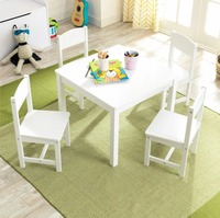 Ensemble table moderne et 4 chaises - Bureau d'étude blanc pour enfants pour chambre et salon avec dispositifs de sécurité