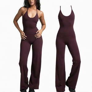 <b>Women</b> High Waisted Elastic Waist <b>Yoga</b> <b>Pants</b> and Shorts Set Durable Spandex/Nylon 2-Piece Solid Front Logo Casual Wear - Product Image 1