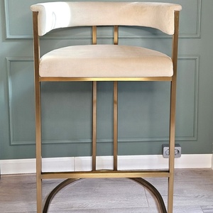 Taburete de silla alta de <span class=keywords><strong>Bar</strong></span> de tela de diseño moderno elegante y lujoso para uso en el hogar, oficina, comedor, hotel - Product Image 2