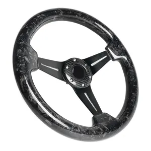 Factory Sale Forged Carbon Fiber Racing Steering Wheel 14'' Inch 350mm Diameter 6 Bolts With Horn Button