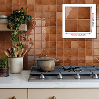 Carreaux muraux carrés autocollants 3D en gel terracotta caramel, imperméables, à coller soi-même, pour cuisine