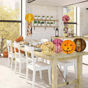 <span class=keywords><strong>Lanterne</strong></span> en papier suspendue pour Halloween de 8 à 16 pouces avec glands Citrouille Chauve-Souris Crâne Araignée <span class=keywords><strong>Jack</strong></span>-O '-<span class=keywords><strong>Lanterne</strong></span> pour décoration murale de fête à la maison - Product Image 5