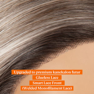 Perruque synthétique courte grise sans colle DEPONE, avec dentelle frontale, en fibres Futura Kanekalon, extension de <span class=keywords><strong>cheveux</strong></span>, perruque mono en dentelle, perruque monofilament - Product Image 3