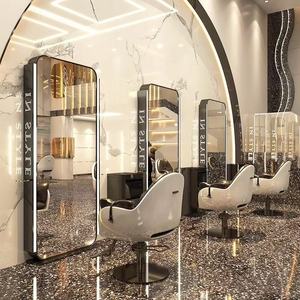 Espejo de pie para salón <span class=keywords><strong>EMMA</strong></span> - Espejo de acero inoxidable con LED de doble cara para peluquería y estilismo - Product Image 5