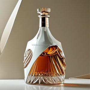 Bouteilles en verre plat en relief <span class=keywords><strong>haut</strong></span> <span class=keywords><strong>de</strong></span> <span class=keywords><strong>gamme</strong></span> 700ml/750ml forme unique pour bouteilles vides <span class=keywords><strong>de</strong></span> vodka whisky <span class=keywords><strong>gin</strong></span> et liqueur avec bouchons - Product Image 4