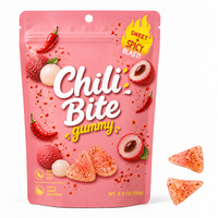 Bonbons piquants personnalisés en gros, saveur litchi, bonbons chili gommeux, halal, virals TikTok, directement de l'usine