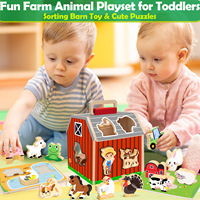 Jouets de ferme en bois Montessori pour bébés, jeu d'association de formes d'animaux, puzzle éducatif précoce pour enfants