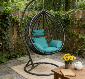 Silla Columpio Plegable Moderna, <span class=keywords><strong>Hamaca</strong></span> Portátil para Interiores y Exteriores con Soporte, Muebles de Ratán para Exteriores - Product Image 2