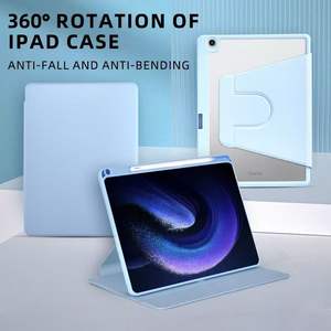 Étui pour tablette en cuir PU magnétique à rotation 360 degrés, couverture intégrale, fente pour stylo, acrylique transparent PC avec étui en TPU pour <span class=keywords><strong>iPad</strong></span> 10.9, <span class=keywords><strong>pochette</strong></span> rabattable - Product Image 2