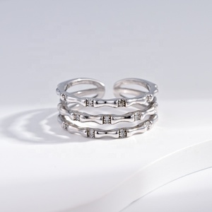 Anillo de plata 925 con circonita, diseño en capas, joyería fina, único, estilo vintage, hip hop, para chicas, con lazo, delicado, precio de fábrica. - Product Image 2