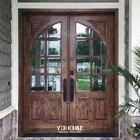 Porte double en bois massif à double entrée, très vendue aux États-Unis, design de porte double pour entrée principale extérieure