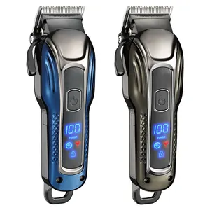 High Quality LCD Power Display Electric Cordless All Metal Barber Professional Powerful Hair Clipper Trimmer
