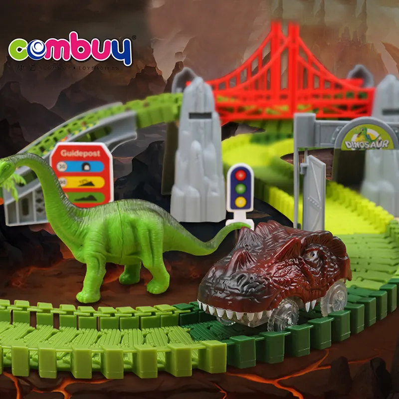 Mainan Rel Rakit DIY 270 Buah, Mainan Anak, Jalur Kereta Dinosaurus
