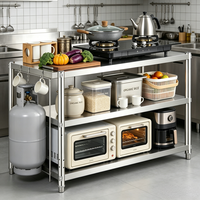 Table de travail en acier inoxydable 201/304 robuste pour cuisine commerciale, établi de fabrication en acier avec étagères réglables
