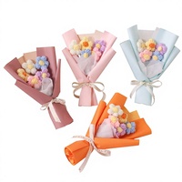 Petits bouquets de fleurs artificielles tricotées en laine, faites à la main, pour cadeaux de fête, vente en gros transfrontalière directe du fabricant