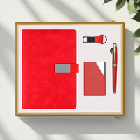 Agenda de bureau en cuir PU A5, carnet de notes à spirales, coffret cadeau d'entreprise avec USB pour événements promotionnels, cadeaux de bureau