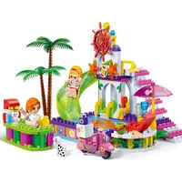 B6128 Banbao Meisjes Water Park Educatief Stem Speelgoed Bouw Party Speelgoed Bouwsteen Fort