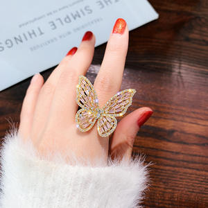 Wholesale Fairy Sparkly Bling Bling <b>Open</b> <b>Rings</b> Zircon Butterfly Shaped <b>Rings</b> Wholesale for Women - Product Image 5