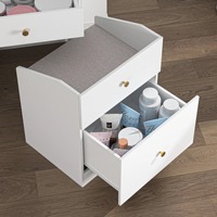 Ensemble de coiffeuse moderne en MDF blanc, gain de place, avec miroir rabattable pour le maquillage, MOQ 100