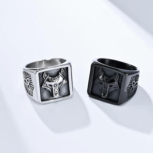 Viking <b>Ring</b> For Men Titanium Steel Wolf Head Nordic Celtic Pattern Jewelry Gift - Product Image 1